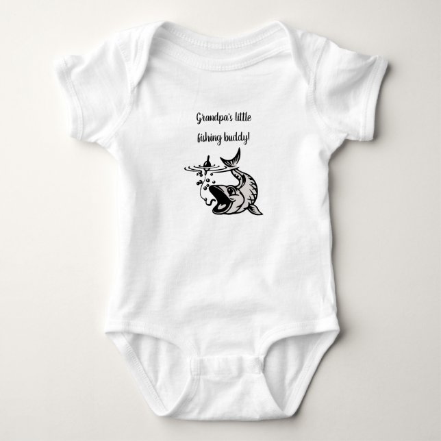 Editierbarer Großvaters kleiner Fischbuddy Baby Strampler (Vorderseite)