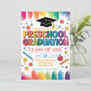 Editierbarer handgezeichnet Design Preschool Absch Einladung