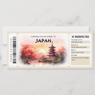 Editierbarer Japan Flugzeug Boarding Pass Einladung