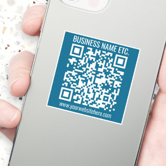 Editierbarer Ocean Blue QR-Code Aufkleber
