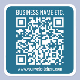 Editierbarer Ocean Blue QR-Code Quadratischer Aufkleber