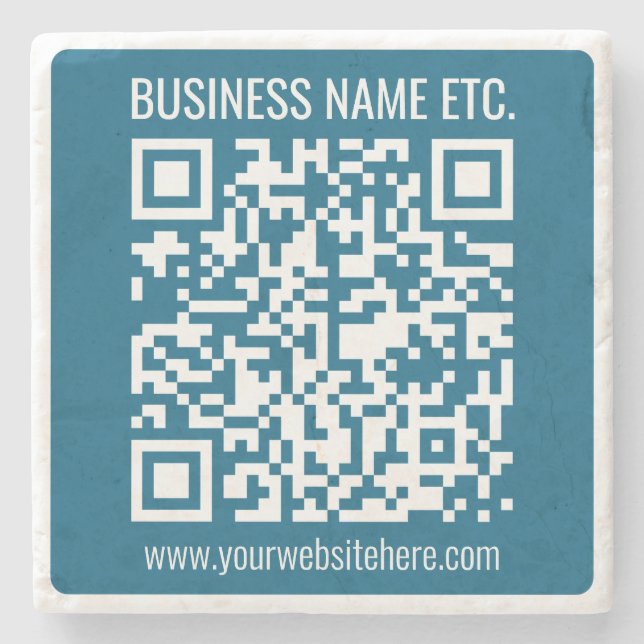 Editierbarer Ocean Blue QR-Code Steinuntersetzer (Vorderseite)