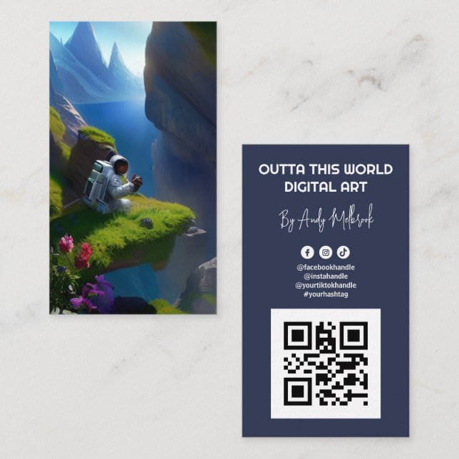 Editierbarer QR-Code für digitale Künstler Visitenkarte (Vorne/Hinten)