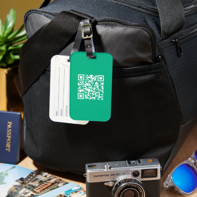 Editierbarer QR Code Generieren Sie Ihren eigenen  Gepäckanhänger (Vorderseite & Rückseite)