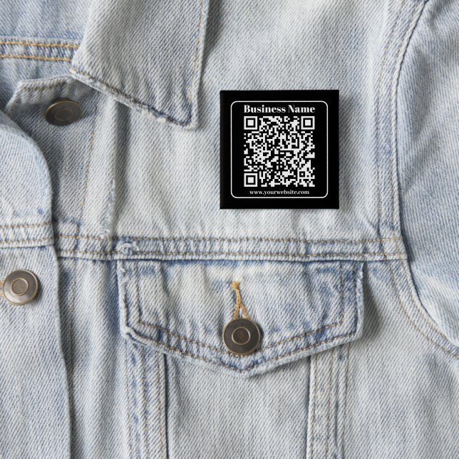 Editierbarer QR-Code Schwarz & Weiß Retro Moderner Button (Beispiel)