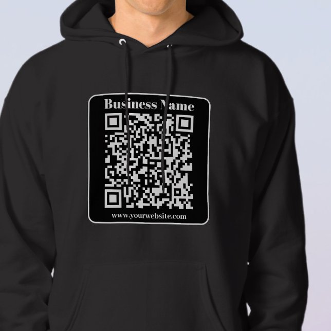 Editierbarer QR-Code Schwarz & Weiß Retro Moderner Hoodie (Von Creator hochgeladen)