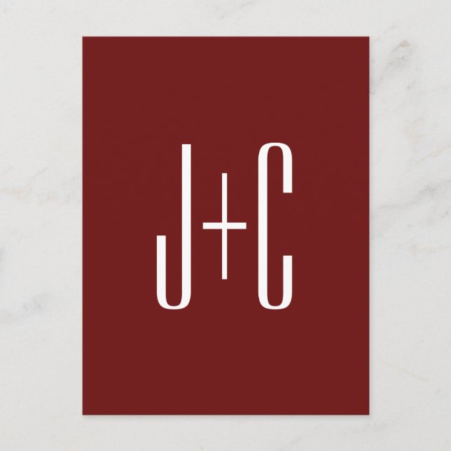 Editierbarer, roter Hintergrund und weißer Text au Postkarte (Vorderseite)