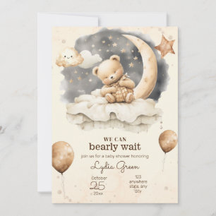Editierbarer Teddybär Baby Shower Geschlechtsneutr Einladung