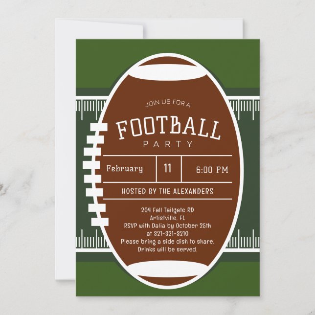 Editierbares American Football Party Einladung (Vorderseite)