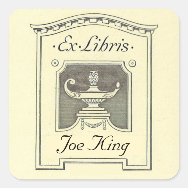 Editierbares Buchzeichen für Vintage Öllampe Quadratischer Aufkleber (Vorderseite)