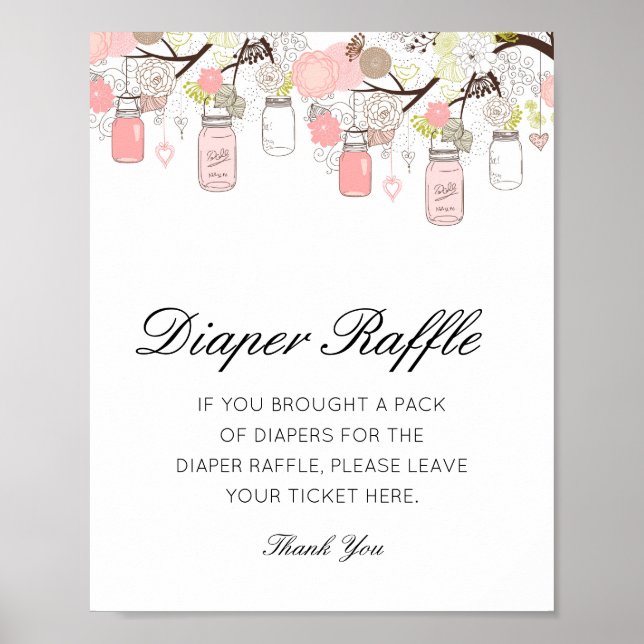 Editierbares Diaper Raffle Babyduschenzeichen gedr Poster (Vorne)
