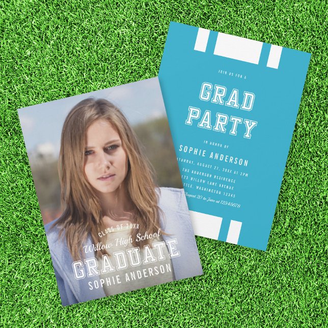 Editierbares Farbbreite Foto Graduate Grad Party Einladung (Von Creator hochgeladen)