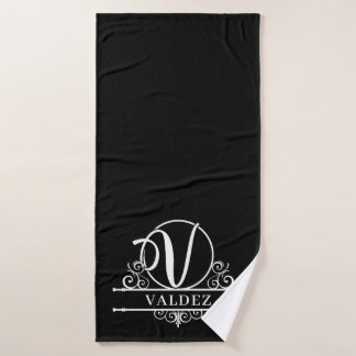 Editierbares Farbmonogramm V Badhandtuch Set