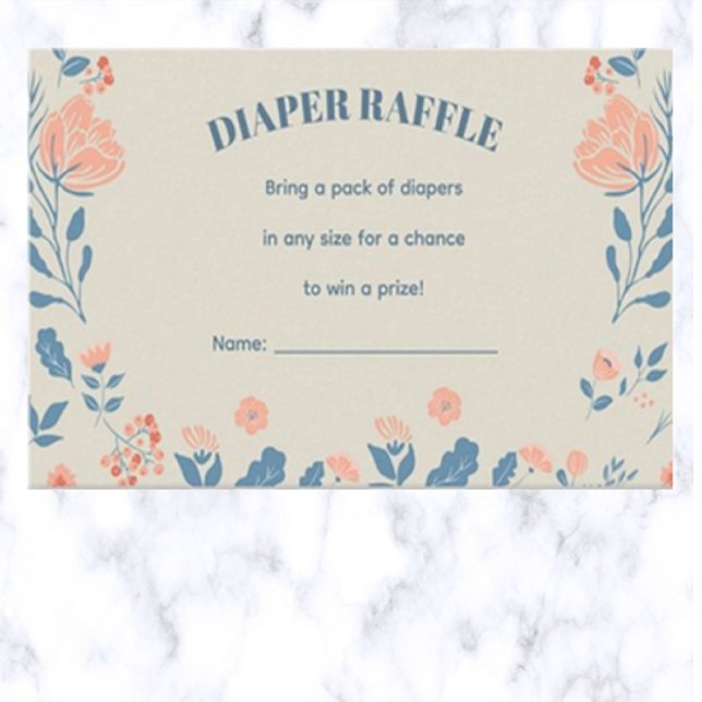 Editierbares Floral Diaper Raffle Begleitkarte (Von Creator hochgeladen)