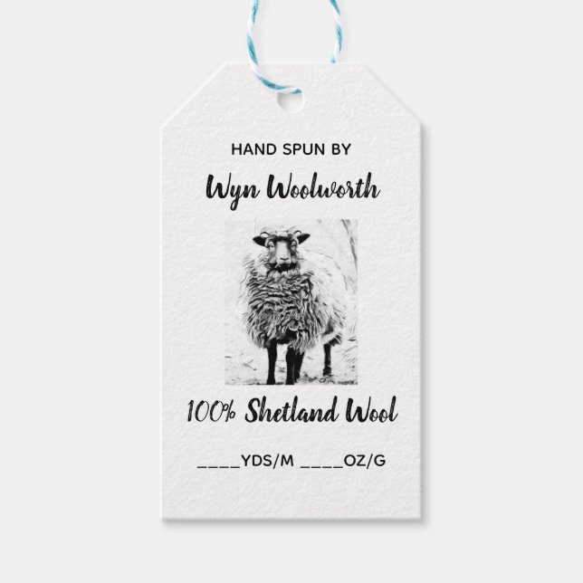 Editierbares Foto Shetland Wool Label Geschenkanhänger (Vorderseite)