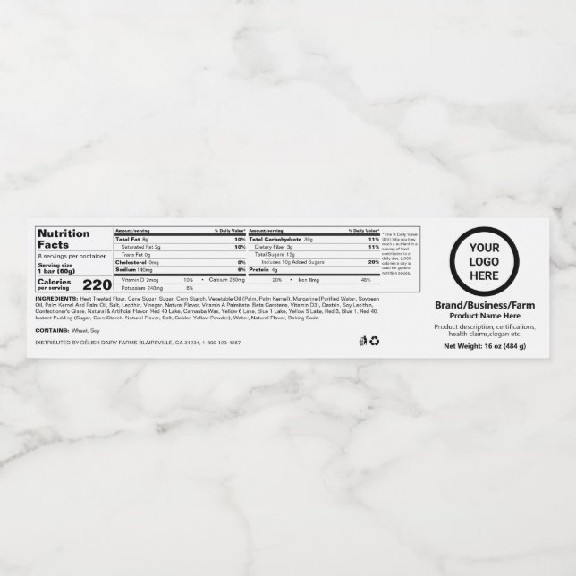 Editierbares Generic Prime Nutrition Facts Food La (Einzelnes Label)