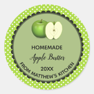 Editierbares Green Polka Dot Applet Butter Label Runder Aufkleber