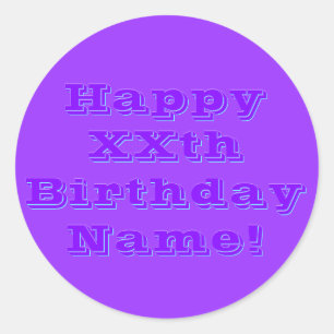 Editierbares Happy Birthday Beliebiger Name oder A Runder Aufkleber