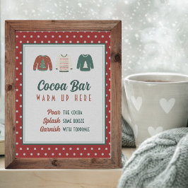 Editierbares Hot Cocoa Bar Sign Ugly Sweater Party Poster