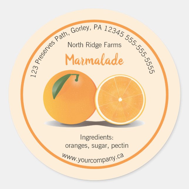 Editierbares Marmalade-Label Runder Aufkleber (Vorderseite)