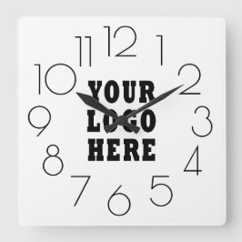 Editierbares Minimalistisches Firmenlogo Quadratische Wanduhr