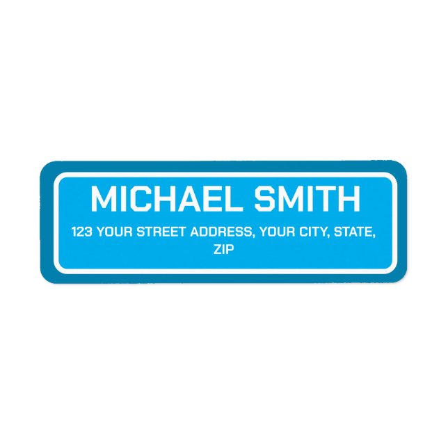 Editierbares Modern Sky Blue Rücksendelabel (Vorne)