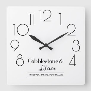 Editierbares modernes minimalistisches Logo Ihres  Quadratische Wanduhr