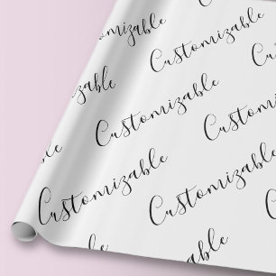 Editierbares modernes Skriptmuster Schwarz/Weiß Geschenkpapier