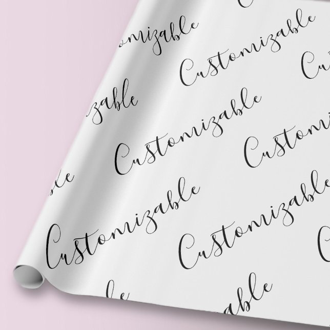 Editierbares modernes Skriptmuster | Schwarz/Weiß Geschenkpapier (Von Creator hochgeladen)