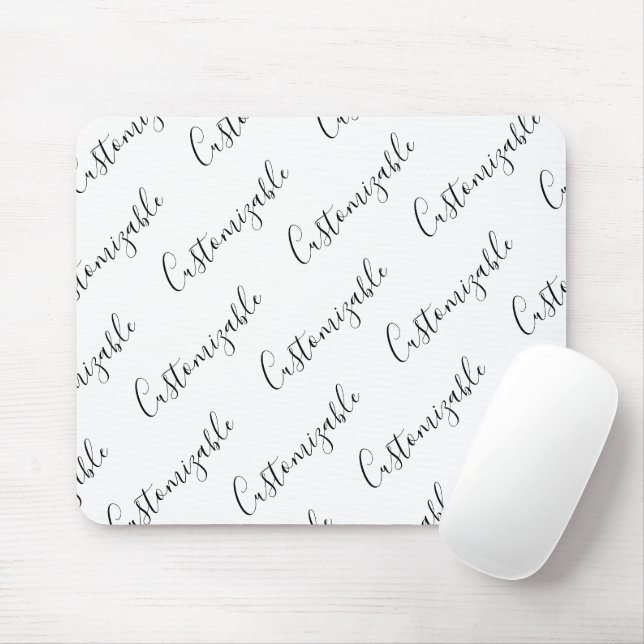 Editierbares modernes Skriptmuster | Schwarz/Weiß Mousepad (Mit Mouse)