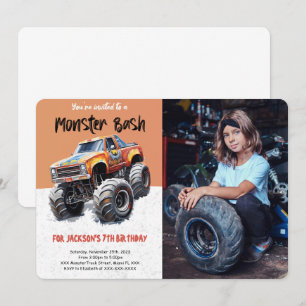 Editierbares Monster Truck Birthday Foto Einladung