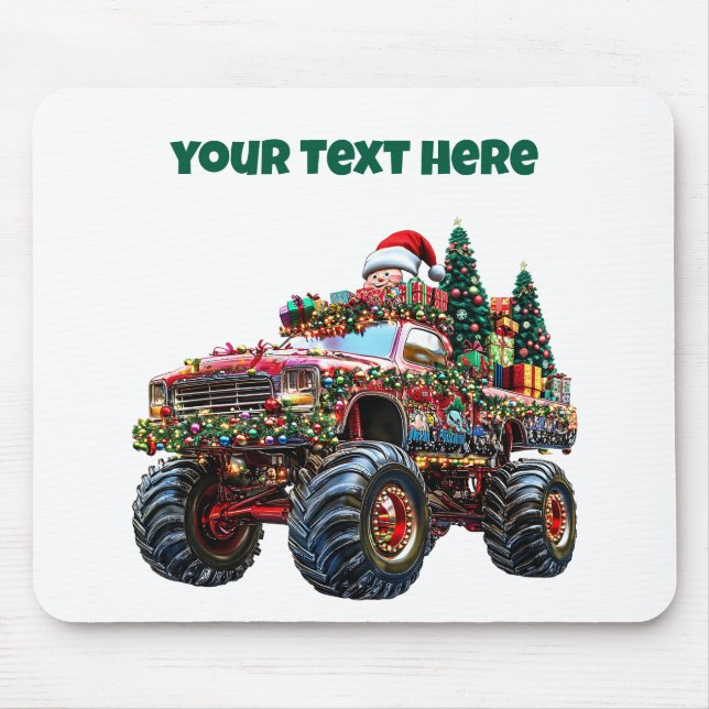 Editierbares Monster Truck Weihnachtsmousepad Mousepad (Vorne)