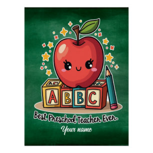 Editierbares Niedlich Teacher Apple Design Poster