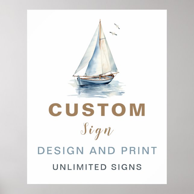 Editierbares Sailboat Benutzerdefiniertes Zeichen  Poster (Vorne)