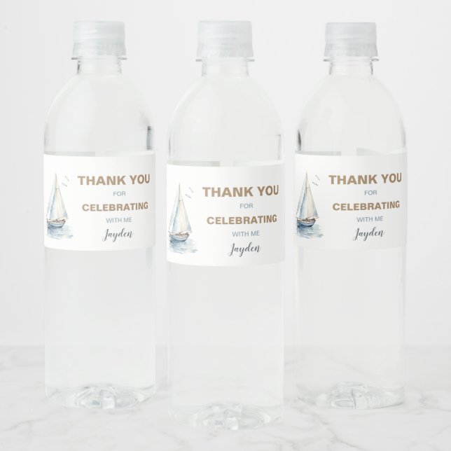 Editierbares Sailboat Water Flasche Label - blau (Flaschen)