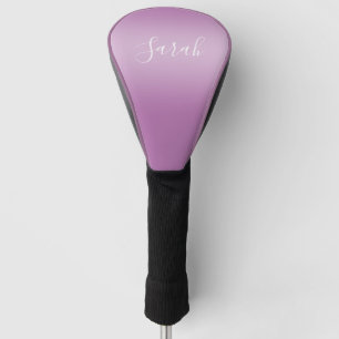Editierbares Soft Mauve Ombre & White Text Script Golf Headcover