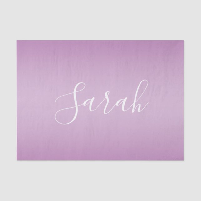 Editierbares Soft Mauve Ombre & White Text Script Seidenpapier (Vorderseite)