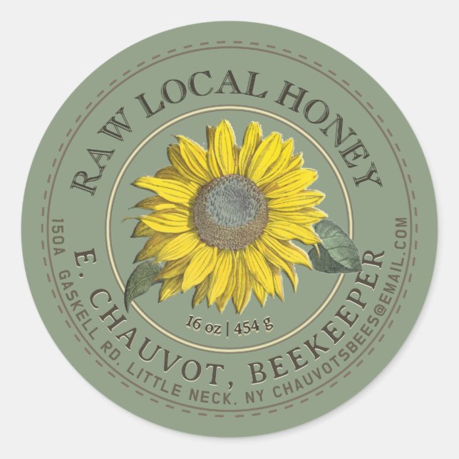 Editierbares Sonnenblumenhoney Kraft Honey Jar Lab Runder Aufkleber (Vorderseite)