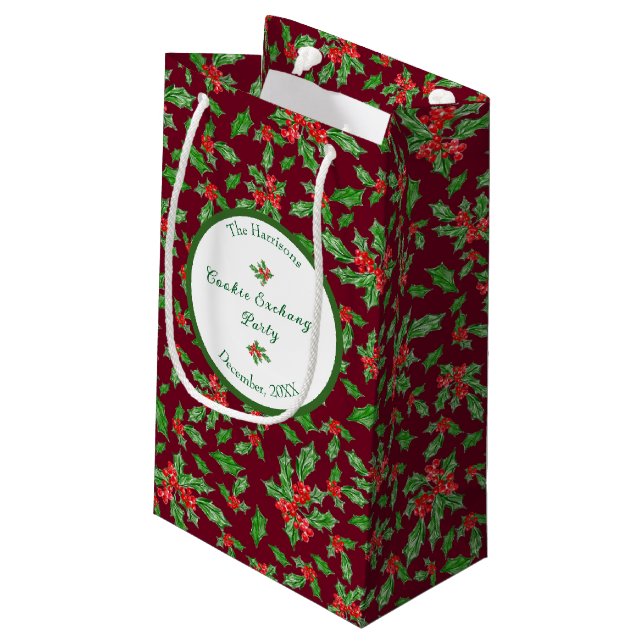 Editierbares WeihnachtskochtParty Frohe Weihnachte Kleine Geschenktüte (Rückseite Schrägansicht)