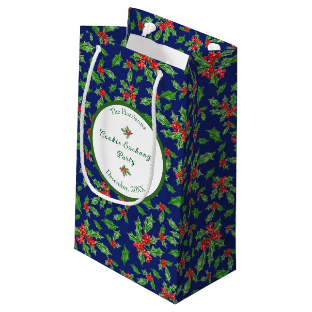 Editierbares WeihnachtskochtParty Frohe Weihnachte Kleine Geschenktüte (Rückseite Schrägansicht)