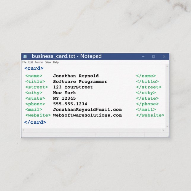 Editor Coder Format Computer Scientist-Programmier Visitenkarte (Vorderseite)