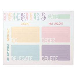 Editor für Eisenhower Matrix-Prioritätsliste Notizblock