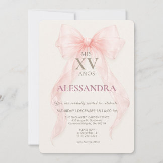 Editorial Blush Rosa Schleife Quinceañera Einladung