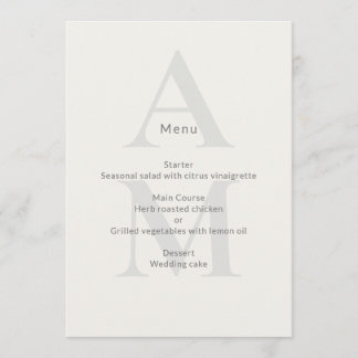 Editorial Initial Minimal Wedding Menükarte