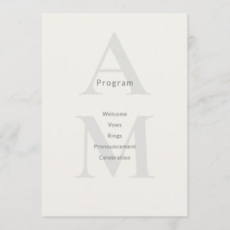 Editorial Initial Minimal Wedding Program Card Programm