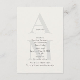 Editorial Initial Wedding Details Card Begleitkarte