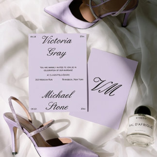 Editorial Luxury Flieder Chic Minimal Hochzeit Einladung