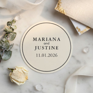Editorial Minimalistische Winterhochzeit Elegant R Runder Aufkleber