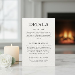 Editorial-minimalistische Winterhochzeitsdetails Begleitkarte