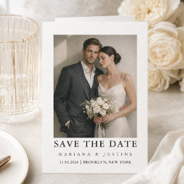 Editorial-minimalistische Winterhochzeitsfotos Save The Date